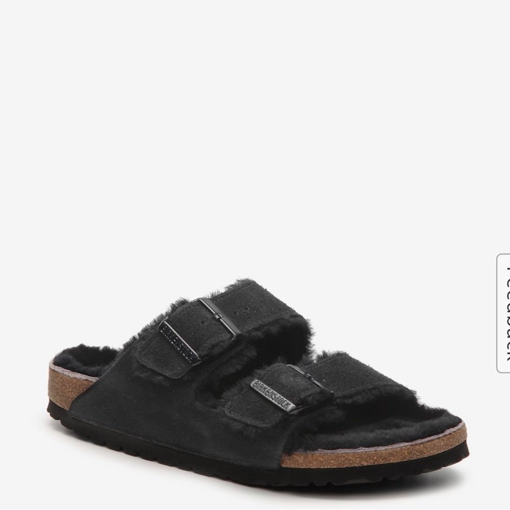 Black Shearling Arizona Birkenstocks